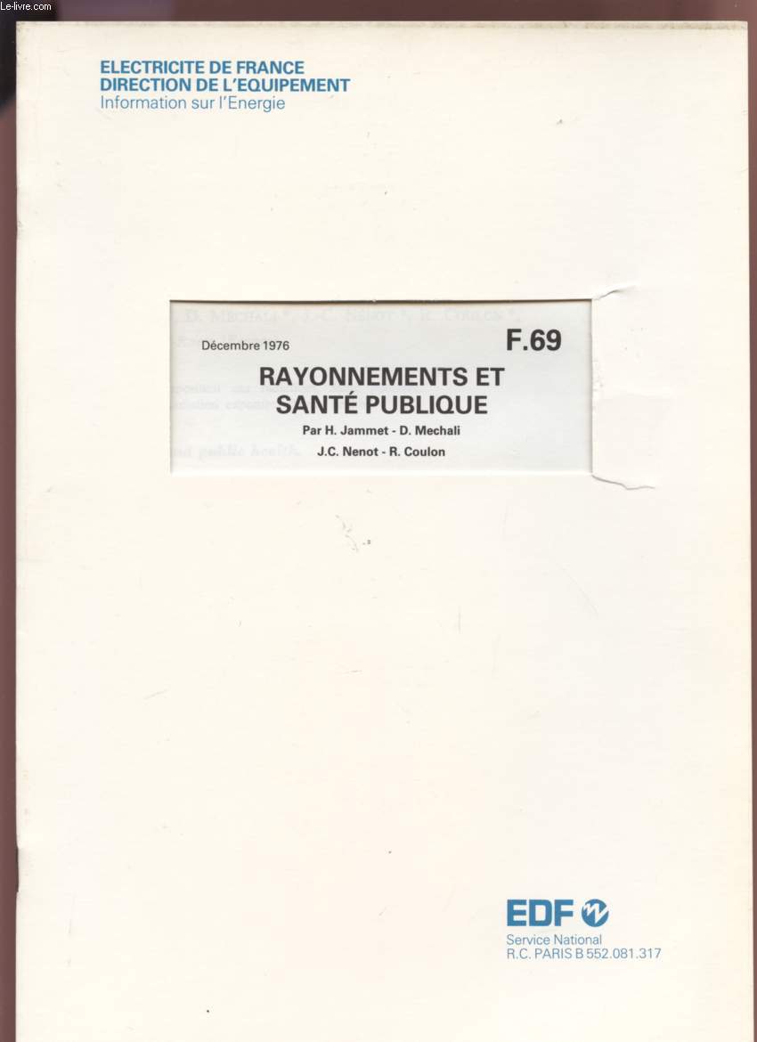 RAYONNEMENTS ET SANTE PUBLIQUE - DECEMBRE 1976 - F69.