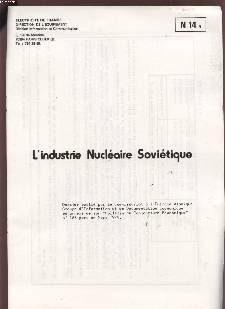 L'INDUSTRIE NUCLEAIRE SOVIETIQUE - N14N.
