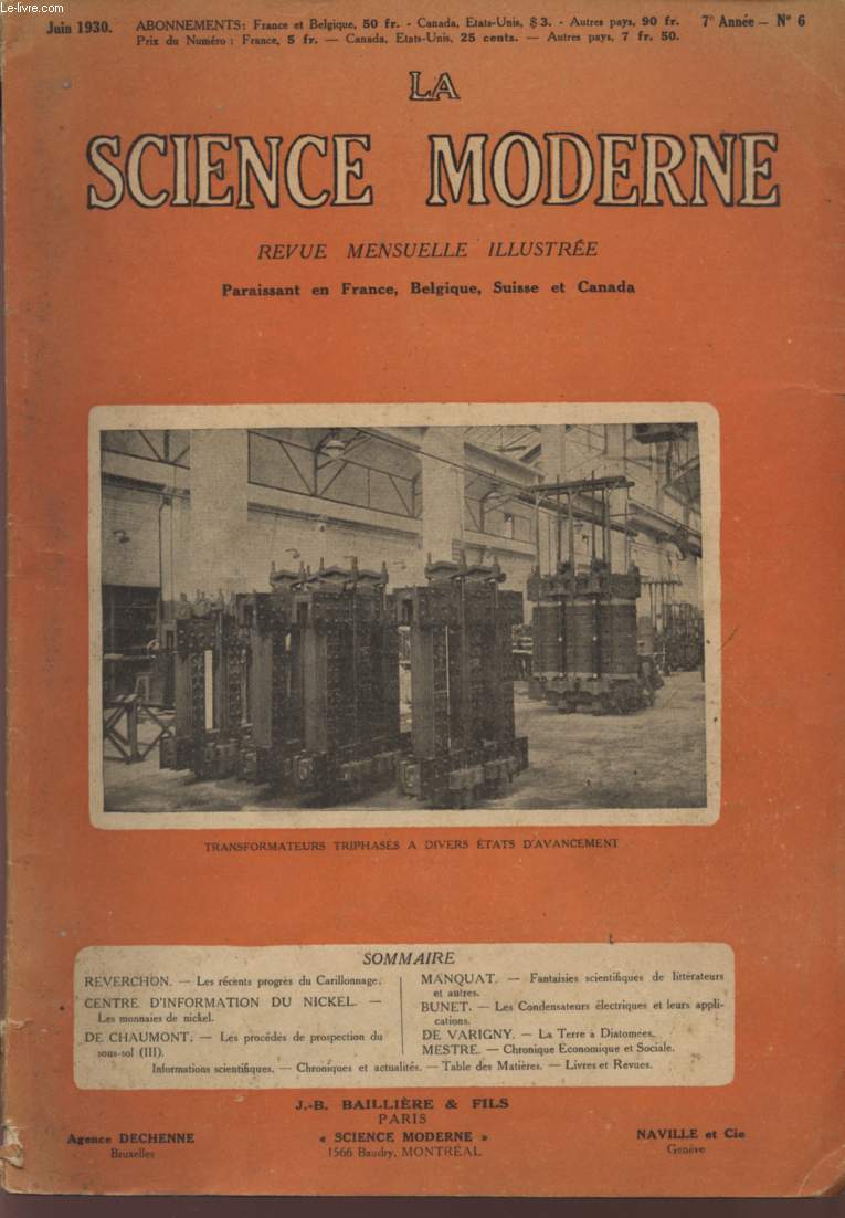 LA SCIENCE MODERNE - REVUE MENSUELLE ILLUSTREE - NUMERO 6 - MARS 1929.