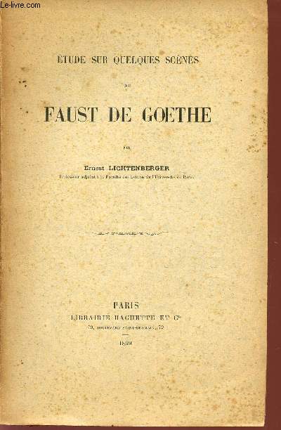 ETUDE SUR QUELQUES SCENES DU FAUST DE GOETHE.