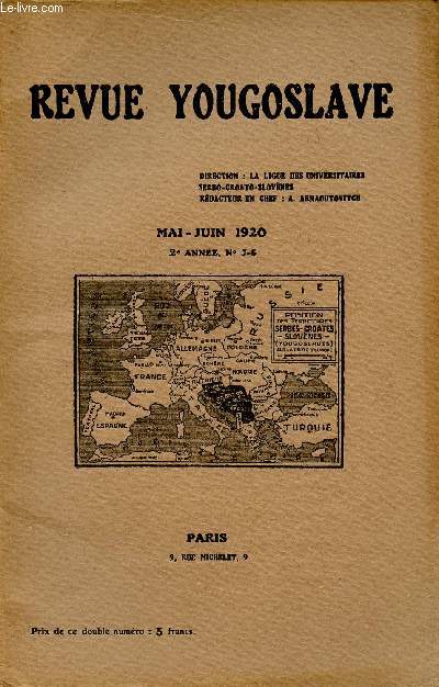 LA REVUE YOUGOSLAVE / MAI-JUIN 1920 / 2ème ANNEE - N°5-6.