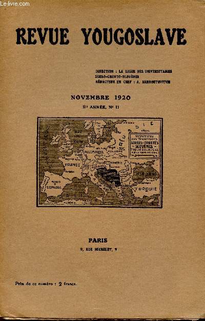 LA REVUE YOUGOSLAVE / NOVEMBRE 1920 / 2me ANNEE - N11.