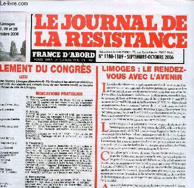 LE JOURNAL DE LA RESISTANCE / N1188-1189 - SEPTEMBRE-OCTOBRE 2006.