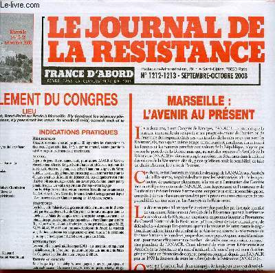 LE JOURNAL DE LA RESISTANCE / N1212-1213 - SEPTEMBRE-OCTOBRE 2008.