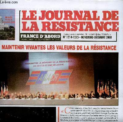 LE JOURNAL DE LA RESISTANCE / N1214-1215 - NOVEMBRE-DECEMBRE 2008.
