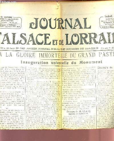 JOURNAL D'ALSACE ET DE LA LORRAI E - VENDREDI 1er JUIN 1923 - 136 ANNEE - N0149.