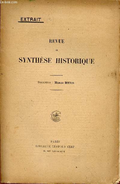 EXTRAIT / REVUE DE SYNTHESE HISTORIQUE - LE DROIT DE L'EGLISE EN ALLEMAGNE.