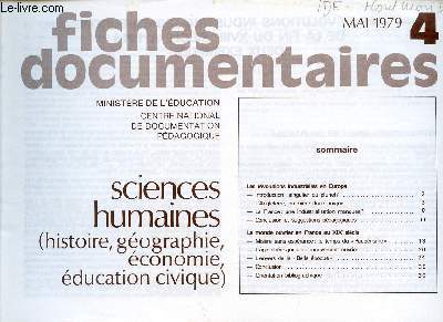 FICHES DOCUMENTAIRES / N4 - MAI 1979 / SCIENCES HUMAINES - HISTOIRE, GEOGRAPHIE, ECONOMIE, EDUCATION CIVIQUE.