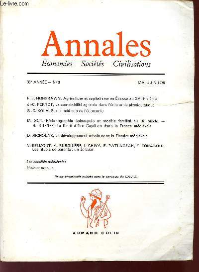 ANNALES / ECONOMIQUES - SOCIETES - CIVILISATIONS / 33 ANNEE - N3 - MAI-JUIN 1978.
