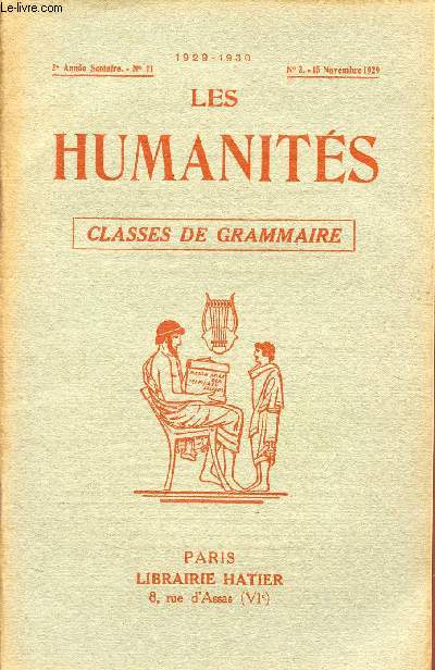 LES HUMANITES / CLASSES DE GRAMMAIRE / 2me ANNEE SCOLAIRE - N12 - ANNEE 1929-1930 / N11 - 15 NOVEMBRE 1929.