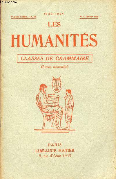 LES HUMANITES / CLASSES DE GRAMMAIRE / 6me ANNEE SCOLAIRE - N53 - ANNEE 1933-1934 / N4 - JANVIER 1934.
