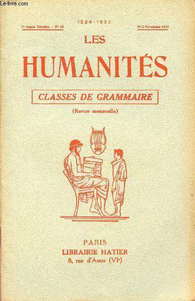 LES HUMANITES / CLASSES DE GRAMMAIRE / 6me ANNEE SCOLAIRE - N61 - ANNEE 1934-1935 / N2 - NOVEMBRE 1934.