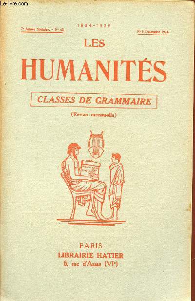 LES HUMANITES / CLASSES DE GRAMMAIRE / 6me ANNEE SCOLAIRE - N62 - ANNEE 1934-1935 / N3 - DECEMBRE 1934.