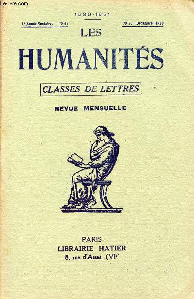 LES HUMANITES / CLASSES DE LETTRES / 7me ANNEE SCOLAIRE - N64 / ANNEE 1930-1931 / N3 - DECEMBRE 1930.
