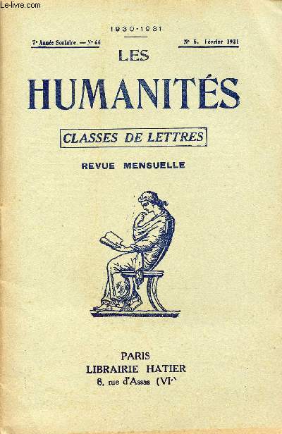 LES HUMANITES / CLASSES DE LETTRES / 7me ANNEE SCOLAIRE - N66 / ANNEE 1930-1931 / N5 - FEVRIER 1931.