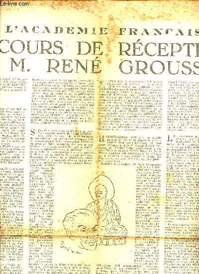 JOURNAL INCONNU/ A L'ACADEMIE FRANCAISE - RECEPTION DE M. RENE GROUSSET - JOURNAL DU 1er FEVRIER 1947
