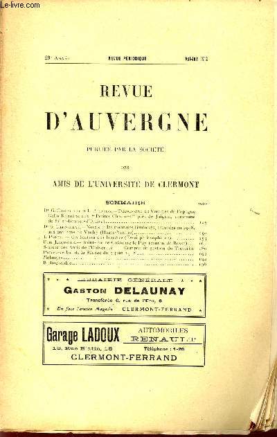REVUE D'AUVERGNE ET BULLETIN DE L'UNIVERSITE / 29 ANNEE - MAI-JUIN 1912.