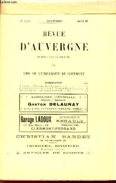 REVUE D'AUVERGNE / 30 ANNEE - MARS-AVRIL 1913.