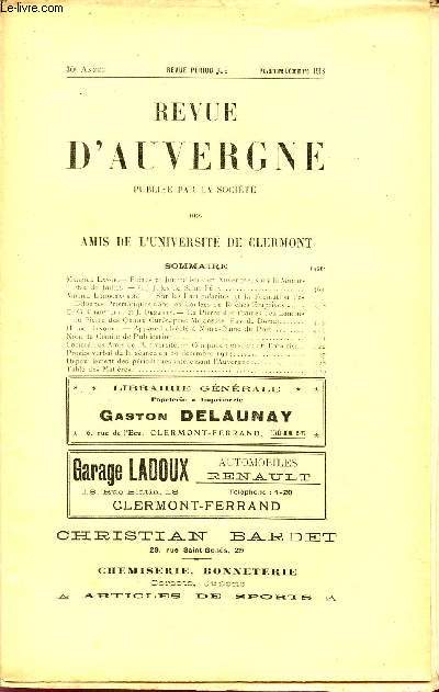REVUE D'AUVERGNE / 30 ANNEE - NOVEMBRE-DECEMBRE 1913.