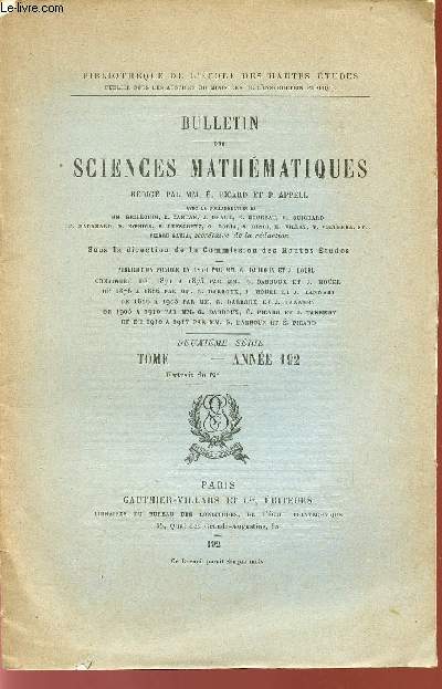 BULLETIN DES SCIENCES MATHEMATIQUES / EXTRAIT DU BULLETIN DES SCIENCES MATHEMATIQUES - 2è SERIE - TOME XLVII, JUILLET 1923 / SUR LES MODES DE CONTINUITE DE CERTAINES FONCTIONNELLES.