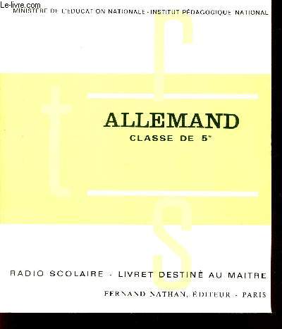 ALLEMAND / CLASSE DE 5 / RADIO SCOLAIRE - LIVRET DESTINE AU MAITRE.