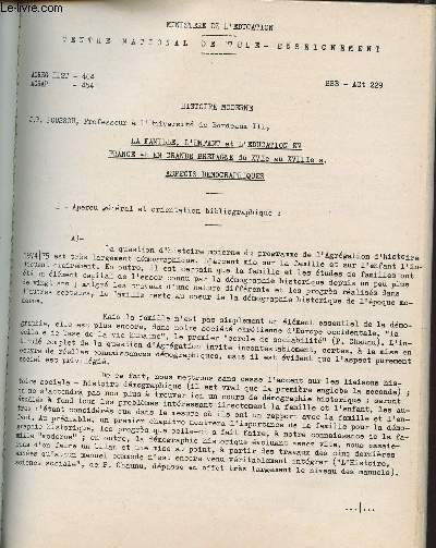 LA FAMILLE, L'ENFANT ET L'EDUCATION EN FRANCE ET EN GRANDE-BRETAGNE DU XVI AU XVII SIECLES - ASPECTS DEMOGRAPHIQUES / HISTOIRE MODERNE.
