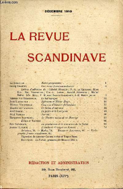 LA REVUE SCANDINAVE / DECEMBRE 1910.