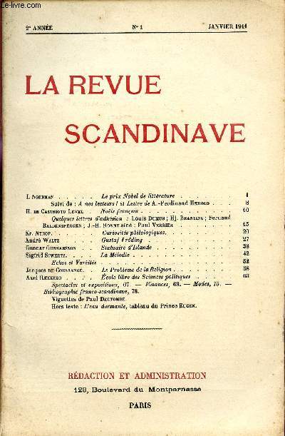 LA REVUE SCANDINAVE / 2ème ANNEE - N°1 - JANVIER 1911.