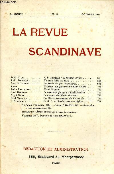 LA REVUE SCANDINAVE / 2me ANNEE - N 10 - OCTOBRE 1911.