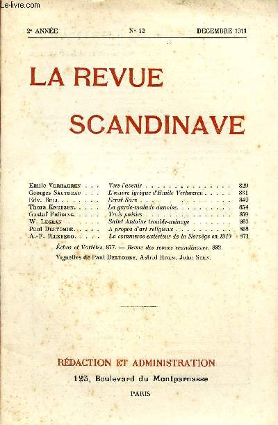 LA REVUE SCANDINAVE / 2ème ANNEE - N° 12 - DECEMBRE 1911.