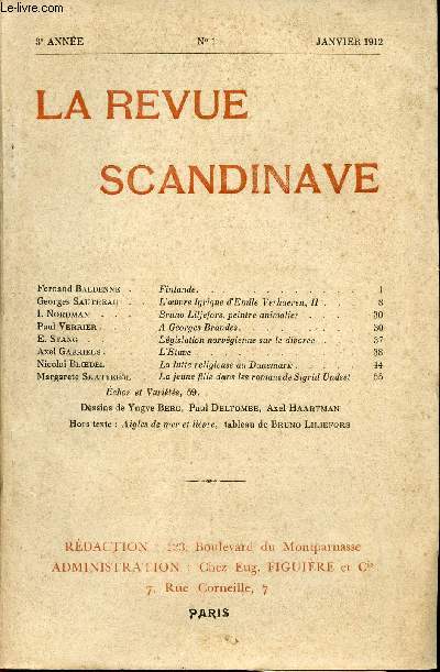 LA REVUE SCANDINAVE / 3me ANNEE - N 1 - JANVIER 1912.
