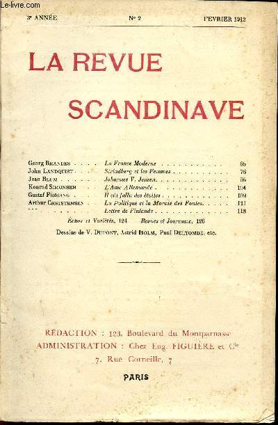 LA REVUE SCANDINAVE / 3me ANNEE - N2 - FEVRIER 1912.