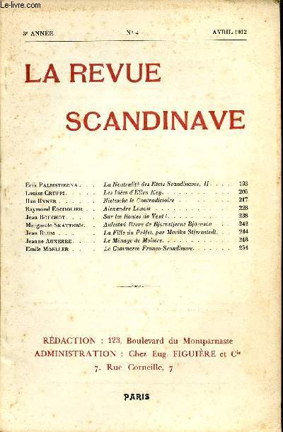 LA REVUE SCANDINAVE / 3me ANNEE - N4 - AVRIL 1912.