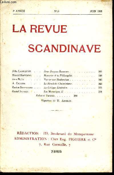 LA REVUE SCANDINAVE / 3ème ANNEE - N°6 - JUIN 1912.