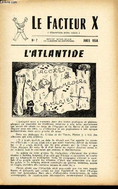 LE FACTEUR X / N 7 - AVRIL 1954 / L'ATLANTIDE ...