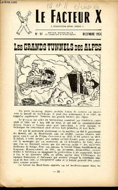 LE FACTEUR X / N° 12 - DECEMBRE 1954 / LES GRANDS TUNNELS DES ALPES ...