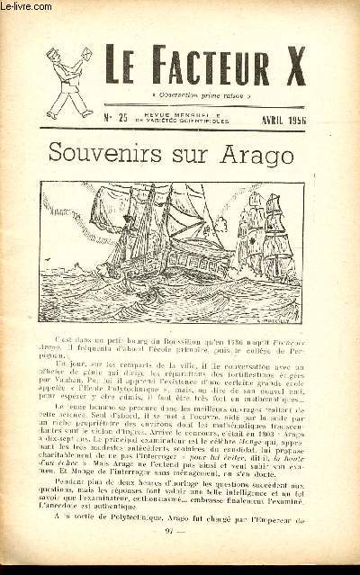 LE FACTEUR X / N° 25 - AVRIL 1956 / SOURVENIRS SUR ARAGO...