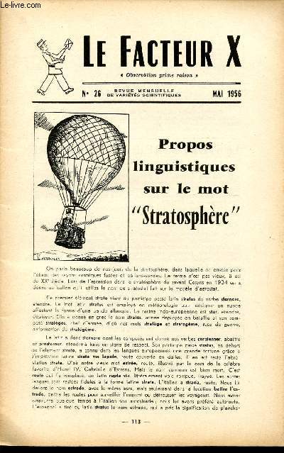LE FACTEUR X / N° 26 - MAI 1956 / PROPOS LINGUSTIQUES SUR LE MOT 