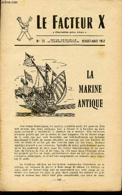 LE FACTEUR X / N 36 - JUILLET-AOUT 1957 / LA AMRINE ANTIQUE ...