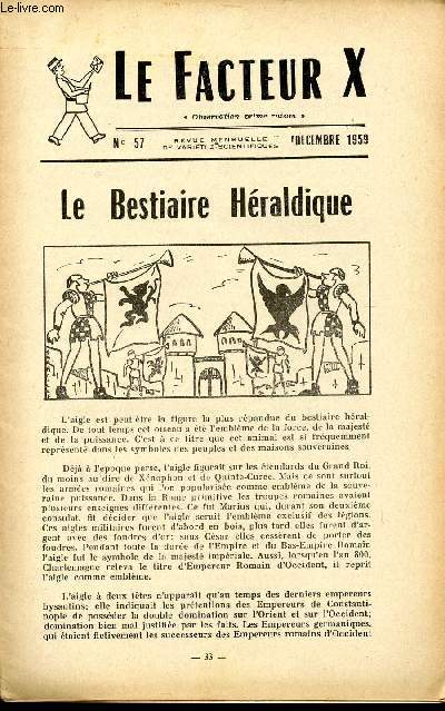 LE FACTEUR X / N 57 - DECEMBRE 1959 / LE BESTIAIRE HERALDIQUE ...