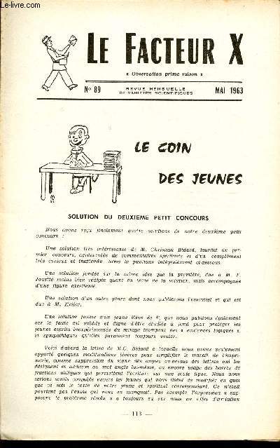 LE FACTEUR X / N 89 - MAI 1963 / LE COIN DES JEUNES ...