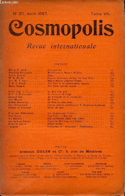 COSMOPOLIS / N 20 - AOUT 1897 - TOME VII.