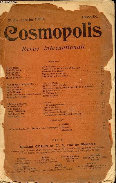 COSMOPOLIS / N 25 - JANVIER 1898 - TOME IX.