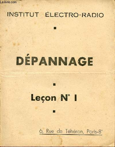 DEPANNAGE / LECON N 1 .