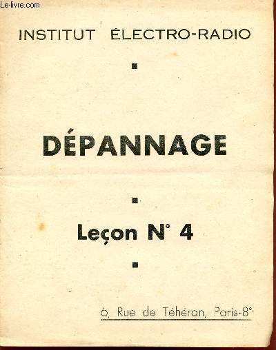 DEPANNAGE / LECON N 4.