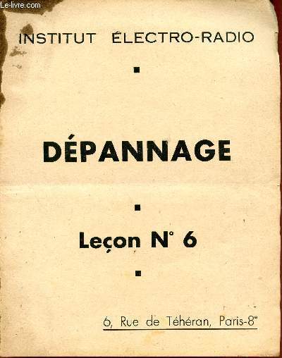 DEPANNAGE / LECON N 6.