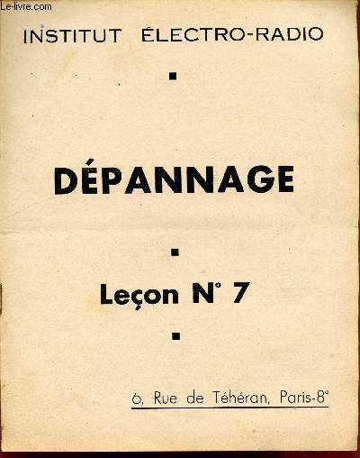 DEPANNAGE / LECON N 7.