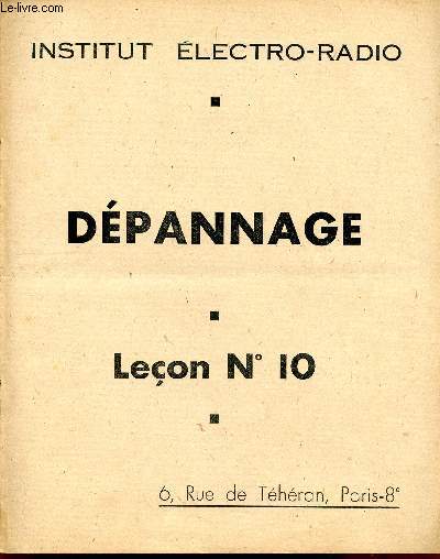 DEPANNAGE / LECON N 10.