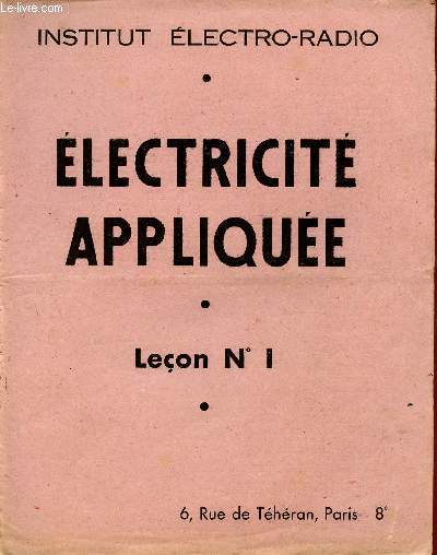 ELECTRICITE APPLIQUEE / LECON N 1.