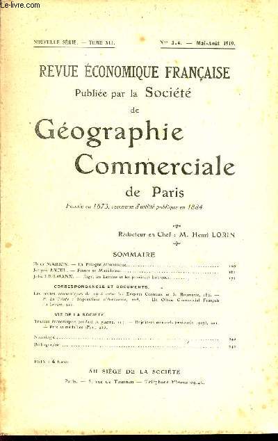 REVUE ECONOMIQUE FRANCAISE / NOUVELLE SERIE / TOME XLI / N3 - 4 / MAI - AOUT 1919.